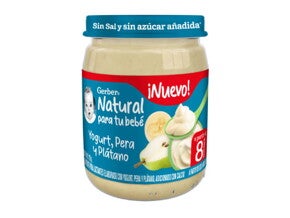 Yogurt, pera,y,plátano​ ​