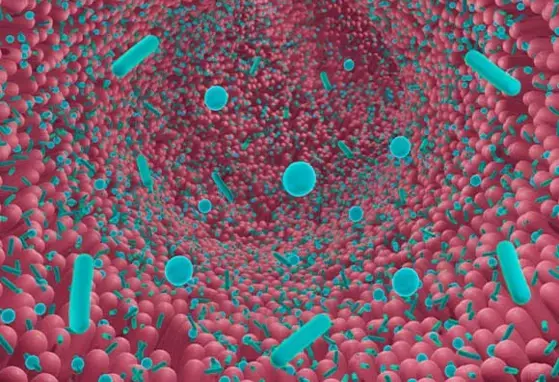 Ilustración del microbiota intestinal.