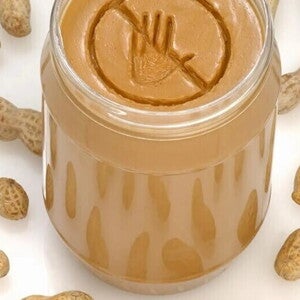 Tarro de maní con icono de prohibición