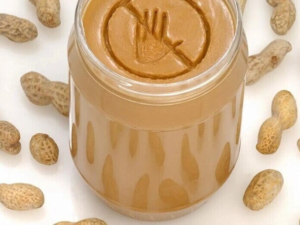 Tarro de maní con icono de prohibición