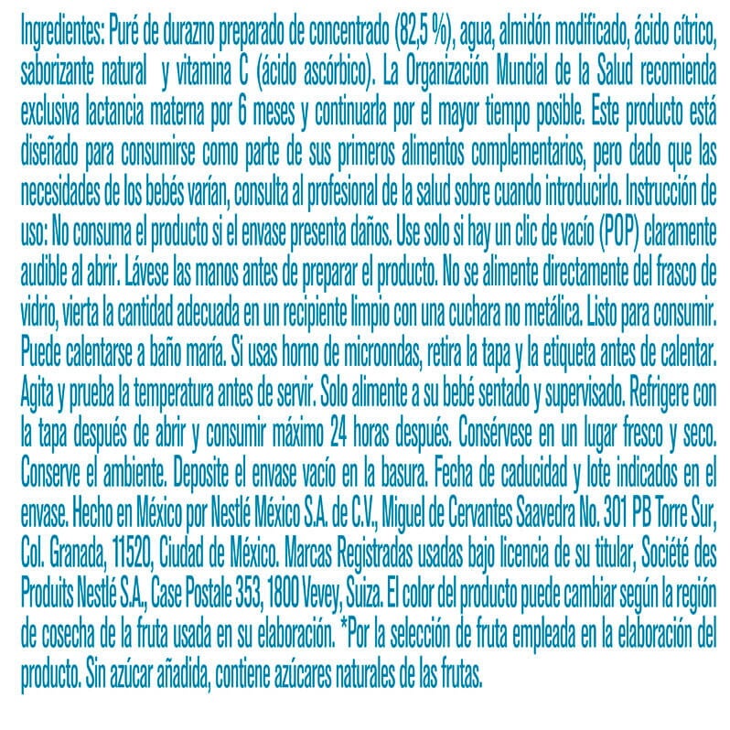 Papilla Gerber Etapa 2 Ingredientes