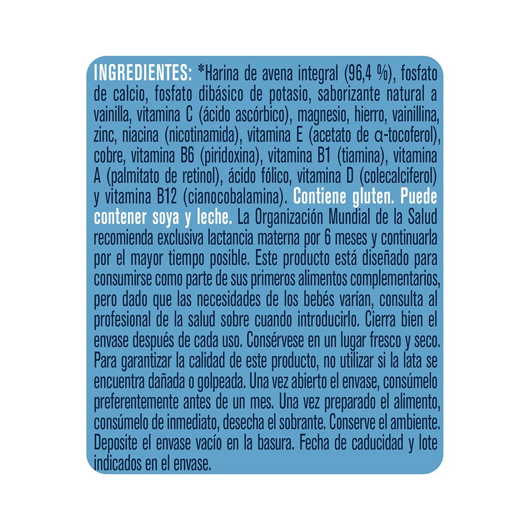 Cereal Avena Gerber Ingredientes