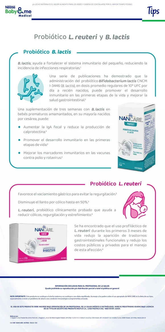 Probiótico y L. reuteri B. lactis
